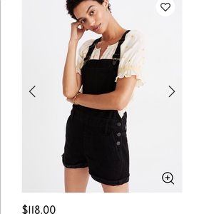 Madewell Adirondack Short Overalls in Washed Black